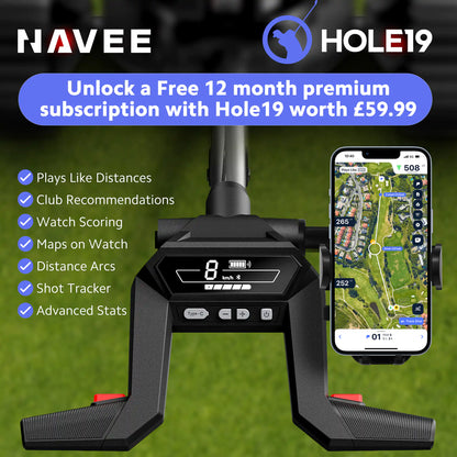Hole19 Free 12 month promotional offer when buying a Navee golf trolley